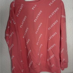 Playboy × Missguided Pink Logo Crewneck Sweatshirt | Oversized | Size XL